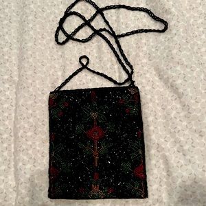 Small black beaded evening bag